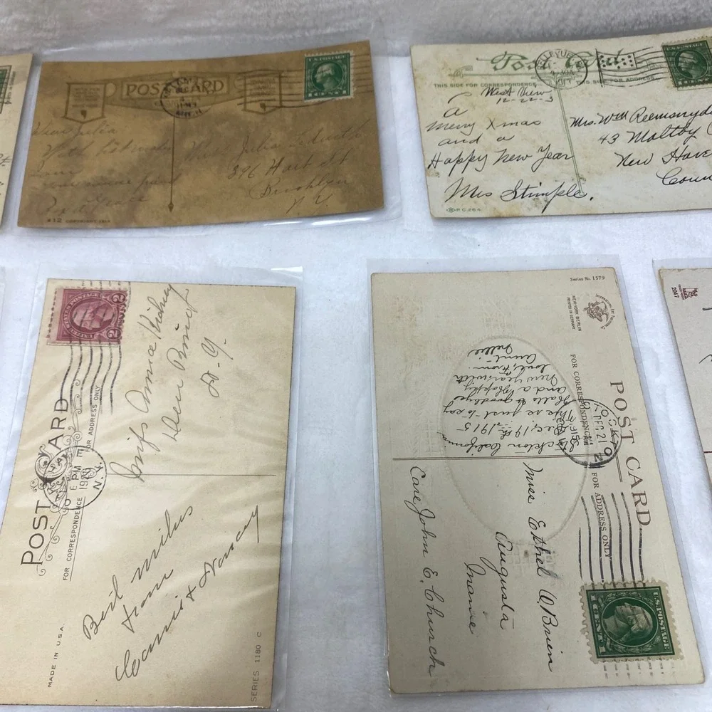 Lot of 10 Antique Early‎ 1900's Christmas Postcards In Protected Sleeves